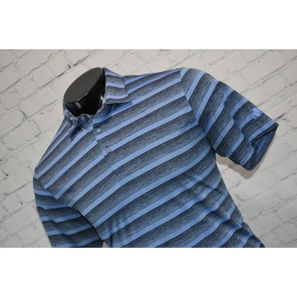 Adidas Golf Polo Shirt Mens Size Large Polyester Performance Blue Striped - Picture 4 of 7